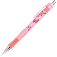 a pink pen with flowers and butterflies on it