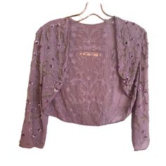 Pre Owned/Excellent Condition S4 Fitted Spring Outerwear For Mother Of The Bride, Elegant Purple Party Outerwear, Beige Skirt, Sequin Jacket, Evening Jackets, Brown Silk, Pink Blazer, Silk Wool, Blazer Buttons