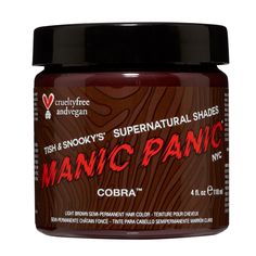 PRICES MAY VARY. Cobra Supernatural Shades Hair Color; A Light Cocoa Brown Hair Dye with Chestnut Undertones Mixable Colors And Tones; All Hair Colors Are Safe To Mix To Create Custom Shades Making The Possibilities Endless; Combine Any Formula With The Pastelizer To Create Soft On Trend Pastel Hues; Ready To Use; No Developer Required Semi Permanent Hair Dye; This Semi Permanent Hair Dye Formula Gradually Fades In Four To Six Weeks Because It Does Not Penetrate The Cortex Of Your Hair But Simpl Cocoa Brown Hair, Tiger Eye Hair, Manic Panic Hair Dye, Manic Panic Hair Color, Manic Panic Hair, Hair Levels, Semi Permanent Hair Dye, Brown Hair Dye, Ginger Hair Color