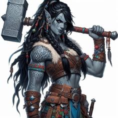 Barbarian Dnd, Barbarian Woman, Female Orc, Pathfinder Character, Female Character Concept, Dungeons And Dragons Characters, Dnd Art, Fantasy Warrior