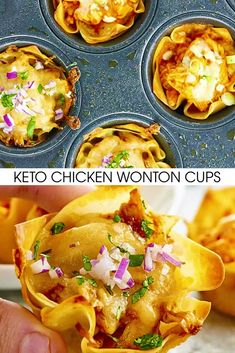 the chicken wonton cups are ready to be eaten