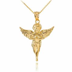 Solid 14k Gold Small Diamond Cut Angel Pendant Necklace Item No.: M178 Metal Type: 14k Solid Gold (Also Available In 10k Solid Gold) Metal Color: Yellow Gold Or White Gold Or Rose Gold) Measurement: Pendant Only Weight: 2.2 Grams Pendant W/Chain Weight: 2.4 - 2.6 Grams (Vary From Chain) Height: 1.36" (34.5 Mm) Width: 0.96" (24.4 Mm) Chain Is Available In 16", 18", 20", 22" . Chain Width: 0.9 Mm." Made In Usa. Please Allow 10-15 Days To Be Shipped. Angel Pendant Necklace, Shine Jewelry, Angel Charm, Angel Jewelry, Gold Angel, Angel Necklace, Angel Pendant, Womens Jewelry, Charm Pendant Necklace