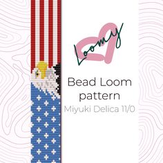 the bead loom pattern depicts an american flag and an eagle