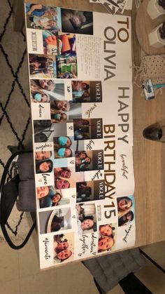 a birthday banner with pictures and words on it