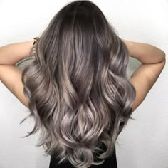 Grey Brown Hair, Silver Blonde Hair, Grey Highlights, Bronde Hair, Chocolate Hair, Silver Highlights, Dark Hair With Highlights