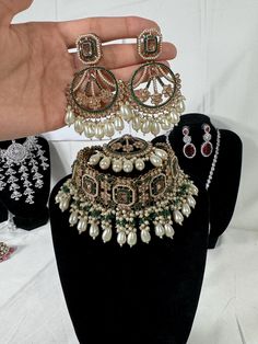 Beautiful set, comes with earrings & tikka!  Check it out on my Instagram: Ssjewler! rated five stars!! ⭐️⭐️⭐️⭐️⭐️ Luxury Bollywood Necklace For Navratri, Luxury Bollywood Jewelry For Navratri, Wedding Jewelry Sets, Five Star, Jewelry Sets, Wedding Jewelry, Stars, Silver, Instagram