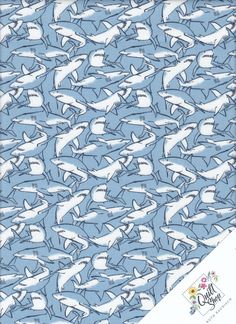 Light blue basic, beautiful patchwork fabric, printed with sharks. The shark with the side view has a length of about 6 cm. The main image shows a cutout in the size A4. Figure 2 shows a larger section. In my Etsy shop you will find the right motifs for almost every theme ! Shark Print, The Shark, Patchwork Fabric, Cornflower Blue, Side View, Sharks, Grey Fabric, Business Ideas, Halloween Shopping