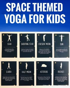 the yoga for kids sign is shown with instructions on how to do it and where to put