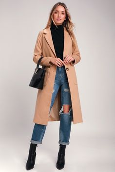 Tan Coat Outfit, Coat Outfit Casual, Winter Coat Outfits, Tan Coat, Stylish Coat, Looks Black, Coat Outfits, Outfit Casual, Winter Fashion Outfits