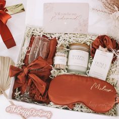 an open gift box filled with personal care items