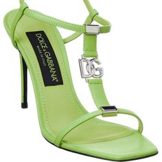 Brand New!! Never Worn Dg Logo Leather Sandal In Green Leather And Silver-Tone Hardware With Logo Accents Size 36 3.5 Heel Designer Green Evening Sandals, Designer Green Sandals For Evening, Designer Green Formal Sandals, Luxury Green Evening Sandals, Designer Green Sandals For Cocktail, Designer Green Sandals For Cocktail Events, Luxury Green Heels For Cocktail, Versace Shoes Heels, Lime Green Heels