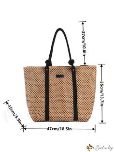 BirdinBag - Versatile Oversized Colorblock Straw Bag: Perfect for Beach, School, Work, and Travel! Casual Large Capacity Rectangular Straw Bag, Large Capacity Rectangular Straw Bag, Casual Large-capacity Rectangular Straw Bag, Trendy Large Capacity Rectangular Beach Bag, Large Rectangular Everyday Bag, Casual Large Satchel Bag, Large Capacity Rectangular Bags For Vacation, Large Capacity Rectangular Satchel For Vacation, Casual Rectangular Bag With Handles