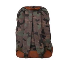 Backpack in canvas, vintage style, military green camouflagePRODUCT DETAILS - 100% Cotton Canvas - Eco-leather details- Zipper closure - Pockets with self-closing- Earphone hole- Adjustable padded shoulder straps- Striped lining SIZES : strong>45 cm x 30 cm x 18 cm Military Style Green Backpack, Camouflage Outdoor Backpack, Casual Travel Backpack In Camouflage, Casual Camouflage Travel Backpack, Camouflage Travel Backpack, Saint Barth, Marine Serre, Canvas Backpack, Sneaker Wedge