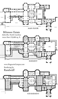 two floor plans for the billmore estate