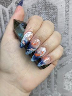 Pond Nails, Fish Nail Art, Fish Nails, Witchy Nails, Hello Nails, Basic Nails, Kawaii Nails, Nails Desing, Koi Pond