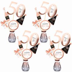 PRICES MAY VARY. 【50th Birthday Party Centerpiece Sticks 】Value pack includes 20 count double side design rose gold birthday decor, in 5 different shapes: cheers to fifty years number 50,hello 50 gift box ,50 fabulous birthday hat,50 today champagne,Happy Birthday Speech Bubbles. rose gold stamping design,not easy to wreck,bigger size. MUST KNOW-The card stock sign and bamboo sticks are separated to get rid of falling out during shipping, EASY ASSEMBLE NEEDED!!! 【Easy to Assemble】 20 Bamboo stic 30th Birthday Party Centerpieces, 50th Birthday Party Centerpieces, 60th Birthday Centerpieces, Rose Gold Centerpiece, 80th Birthday Party Decorations, 50th Birthday Centerpieces, 60th Birthday Party Decorations, Birthday Centerpiece, Birthday Table Decorations