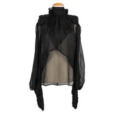 Fendi - (Made in Italy) Black silk transparent blouse. Size 40IT. Additional information: Condition: Very good condition Dimensions: Shoulder width: 38 cm Sleeve length: 75 cm Length: about 60 cm Seller reference: FH175 John Galliano, Yohji Yamamoto, Helmut Lang, Black Silk, Blouse Top, Lanvin, Cami Tops, Made In, Tom Ford