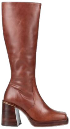 Formal Brown Boots With Zipper Closure, Brown Square Toe Heeled Boots With Zipper, Brown Square Toe Heeled Boots With Zipper Closure, Wide Calf Leather Lined Square Toe Boots, Wide Calf Leather-lined Boots With Square Toe, Wide Calf Square Toe Boots With Leather Lining, Brown Boots With Zipper Closure And Block Heel, Leather Square Toe Platform Boots With Zipper, Womens Knee Boots