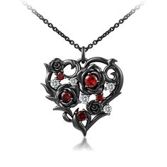 Rose Gothic Nature Pendant Necklace Women Christmas Dnd Wedding, Gothic Nature, Black Heart Necklace, Gothic Necklaces, Black Diamond Necklace, Character Clothing, Designers Jewelry Collection, Dark Jewelry, Mushroom Jewelry