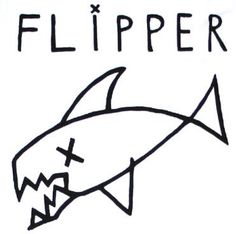 a black and white drawing of a fish with the words flipper on it