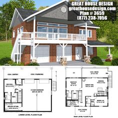 two story house plans with lofts and an open floor plan for the second level