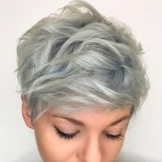 This short platinum silver hair color is Aveda color perfection. The curls on this pixie cut give it an extra feminine touch we're here for. Styled by Aveda Artists @timothywalkinhood and @skyler_haircolorist. Click to learn more about Aveda color. #avedacolor #whitehair #silverhair #shorthairstyles #shorthaircutsforwomen Classic Bob Hairstyle, Short Hairstyles For Fine Hair, Hairstyles For Fine Hair, Stacked Bob Hairstyles, New Short Hairstyles, Popular Short Hairstyles, Short Hairstyles Fine, Instagram Hairstyles, Glamorous Hair