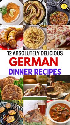 german dinner recipes with text overlay that reads, 12 absolutely delicious german dinner recipes