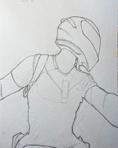 a drawing of a person wearing a helmet and riding a bike with his arms outstretched