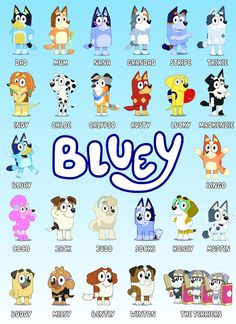 an image of many different cartoon animals with the word blyfy on it's side