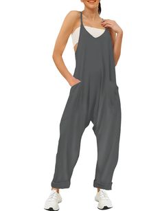 PRICES MAY VARY. High-quality Material:Summer jumpsuit is composed of 60% polyester, 30% rayon, and 5% spandex. The fabric is comfortable, soft, light, and breathable. While elasticity is average, it meets daily wear needs effortlessly. This piece is ideal for those seeking jumpsuits for women or trendy rompers for women casual use. Adjustable Straps: To accommodate taller individuals, we designed this summer jumpsuit for women with longer adjustable straps. This feature allows people of differe Jumpsuits For Women Casual Summer, Jumpsuits For Women Casual, Casual Summer Rompers, Summer Onesies, Baggy Overalls, Loose Fit Jumpsuit, Trendy Overalls, Trendy Romper, Summer Rompers