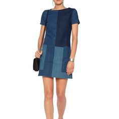 Color: Rosemary Mix Condition: New With Tags Denim Patchwork Is Polished Yet Playful On This Denim Shift Dress. A Clean Silhouette With Cap Sleeves And Side Pockets. Exposed Back Zipper Closure. Dress Semi-Fitted Denim 93.5% Cotton, 5% Polyester, 1.5% Elastane Designed In Usa Denim Blue Patchwork Knee-length Dress, Knee-length Denim Blue Patchwork Dress, Casual Patchwork Dark Wash Dresses, Knee-length Patchwork Denim Dress, Denim Blue Knee-length Patchwork Dress, Medium Wash Patchwork Denim Dress, Blue Denim Patchwork Dress, Blue Patchwork Denim Dress, Blue Patchwork Denim Dress Knee-length