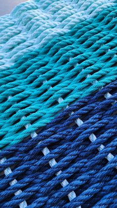 Ombre Rope Mat made with Lobster Rope, Navy Blue, Teal, Seafoam Little Salty Rope Cleaning Shoes, Rope Mat, Rope Rug, Colored Rope, Entryway Bathroom, Clean Shoes, Blue Teal, Sea Foam, The Coast