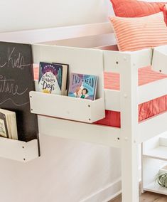 Ryder Bunk Bed Shelf Custom Kids Furniture Shelf For Bunk Bed, Bunk Bed Book Shelf, Bunk Bed Shelf Ideas, Bunk Bed Rail, Bunk Bed Shelf, Bunk Bed Accessories, Bed Shelf, White Bunk Beds, Guard Rail