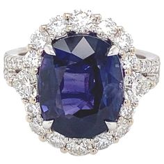 an oval shaped blue sapphire and diamond ring