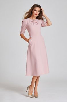 Refined and classy, this pearl trim day to dinner dress is the perfect addition to your wardrobe. Featuring stretch fabric and carefully appliqued pearl pocket and neckline detail- this dress hits all of its marks! . Pair with silver accessories and nude or silver pumps to look your best. Color: pink and black ¾ sleeve Knee length Elegant Pink Knee-length Midi Dress, Luxury Knee-length Midi Dress With Pleated Hem, Chic Kate Spade Knee-length Dress, Outstanding Outfits, Kate Spade Black Knee-length Dress, Luxury Black Midi Dress With 3/4 Sleeves, Gown Plus Size, Silver Pumps, Best Color