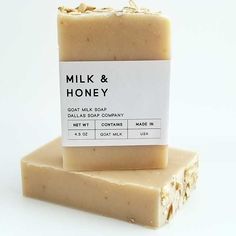 Milk and Honey Artisan Goat Milk Soap with Oatmeal Luxury Soap Packaging, Milk Soap Recipe, Milk Oatmeal, Soap Packaging Design, Beer Soap, Soap Making Recipes, Oatmeal Soap, Soap Labels, Honey Soap