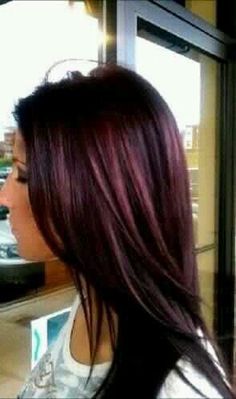 Dark red-purple hair Cherry Hair Dye, Black Cherry Hair Dye, Black Cherry Hair Color, Black Cherry Hair, Cherry Hair Colors, Hair Color Chocolate, Cherry Hair, Hair Tint, Hair Color And Cut