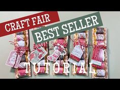 the craft fair best seller sign is displayed in front of a wall with tags on it