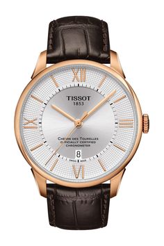 The collection is a tribute to the address in Le Locle that has been Tissot's head office since 1907: the Chemin des Tourelles". The piece represents the Swiss significance of Tissot's acclaimed history while looking forward to the future." Inspired by the history of Tissot, our objective was to give the collection a modern orientation. One of the biggest watches within the Tissot T-Classic collection, the Tissot Chemin des Tourelles brings together classic design with modern dimensions. The col Tissot Watches, Big Watches, Gents Watches, Leather Strap Watch, Classic Collection, Automatic Watch, Daniel Wellington, Stainless Steel Case, Embossed Leather