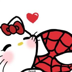 an image of a hello kitty kissing spiderman