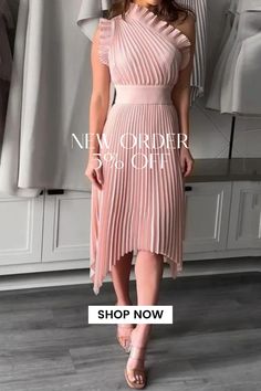 Solid Color Summer Ruffled One Shoulder Sleeve Temperament Waist Elegant Midi Dress Elegant Midi Dress, Midi Dress Chic, Midi Dress Formal, Elegant Midi Dresses, Dress Formal, Shoulder Sleeve, Formal Event, One Shoulder, Midi Dress