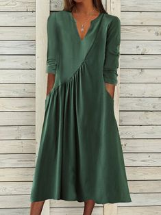 V Neck Plain Casual Ruched Prom Dresses | justfashionnow Sukienki Maksi, Cocktail Chic, Women's A Line Dresses, Modest Summer Dresses, Dresses Aesthetic, Summer Black Dress, Dress Stores Online, Half Sleeve Dresses, Summer Dress Outfits