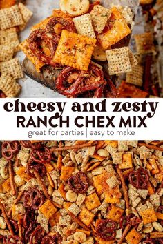 cheesy and zesty ranch chex mix is the perfect appetizer for any party