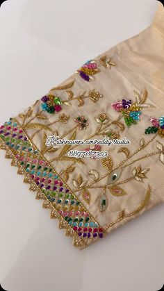 krishnaveni Amireddy Studio | 🌺BLOUSE PRICE-6200/- Including pure rawsilk fabric and stitching.🌺 🌷 customised blouse for a client 🌷@krishnaveni_amireddy_studio ✨ blouses... | Instagram Types Of Hand Embroidery Work, Handwork On Sleeves, Krishnaveni Amireddy Studio, Saree Blouse Embroidery Designs, Simple Handwork Blouse Design, Handwork Blouse Design, High Way Road, Simple Hand Work