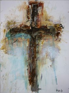 a painting of a cross on a white background