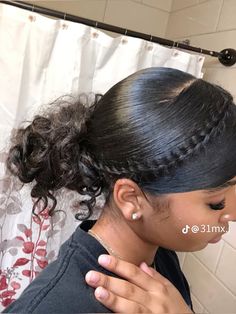 Hairstyles For Puerto Rican Hair, Low Ponytail With Swoop For Black Women, Slicked Curly Hairstyles, Wavy Hairstyles Ponytail, Up Do Hairstyles For Curly Hair, Natural Winter Hairstyles, Curly Ponytail With Braid, Simple Hairstyles For Short Curly Hair, Curly Hairstyles Tied Up