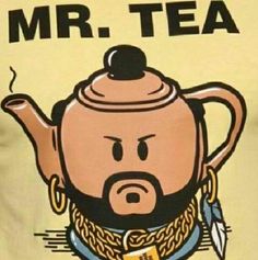 an image of a cartoon character with a teapot on it's face that says mr tea