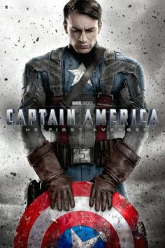 captain america movie poster with the caption that reads, captain america is holding his shield