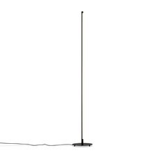 a black floor lamp on a white background with a cord attached to the light fixture