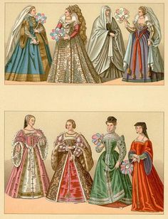 16th century Europe - top line taken from engravings from Cesare Vecellio's De gli Habiti Antichi e Modérni di Diversi Parti di Mondo 16 Century Fashion, 16th Century Clothing, European Costumes